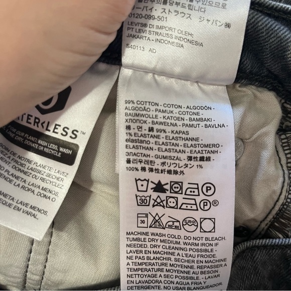 Levi’s Premium 501 Skinny High Rise Button Fly Ripped Washed Black Women Size 27 - Picture 16 of 16